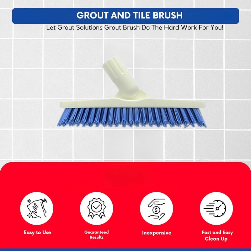 Grout Solutions Professional Grout Brush Heavy-Duty Swivel Head with Stiff V-Shaped Bristles for Deep Cleaning Tile, Corners, Showers, Kitchens & Floors Without Scratching Fits Standard Thread Poles - Image 2